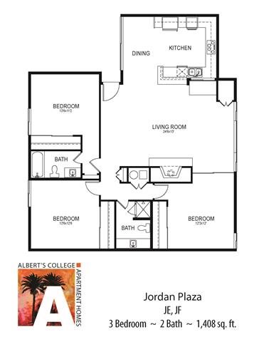 Floorplan Floor plan at Alberts College Apartments, San Diego, 92115