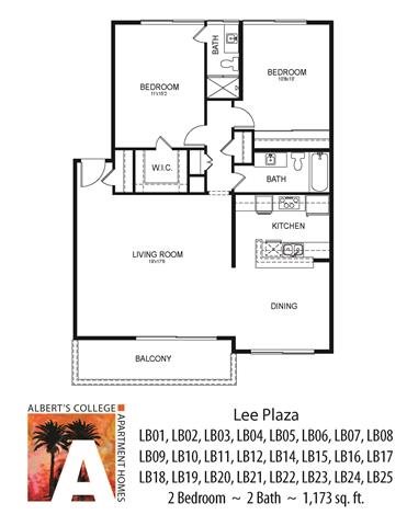 Floorplan Floorplan at Alberts College Apartments, San Diego, California