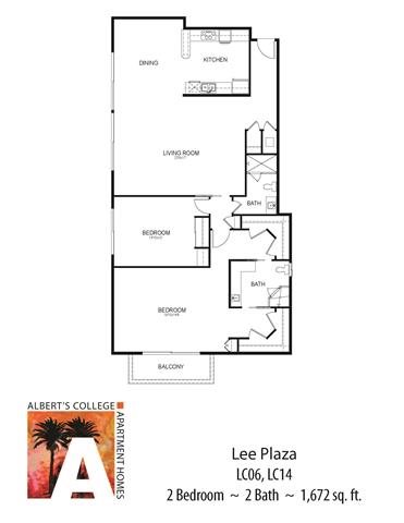 Floorplan Floor plan at Alberts College Apartments, San Diego, CA
