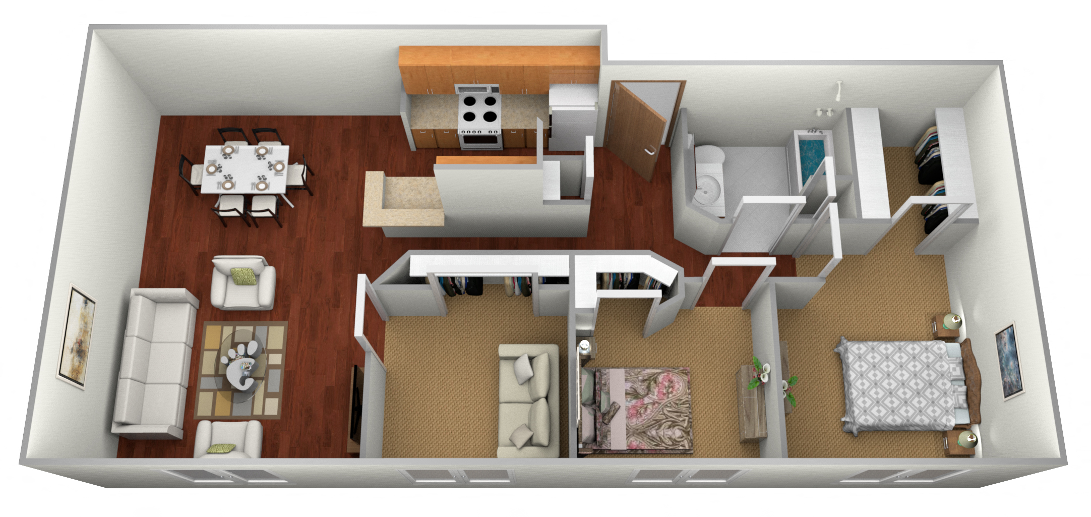 3 bed 1 bath floor plan at Clearwater Estates Apartments, Baxter, MN, 56425
