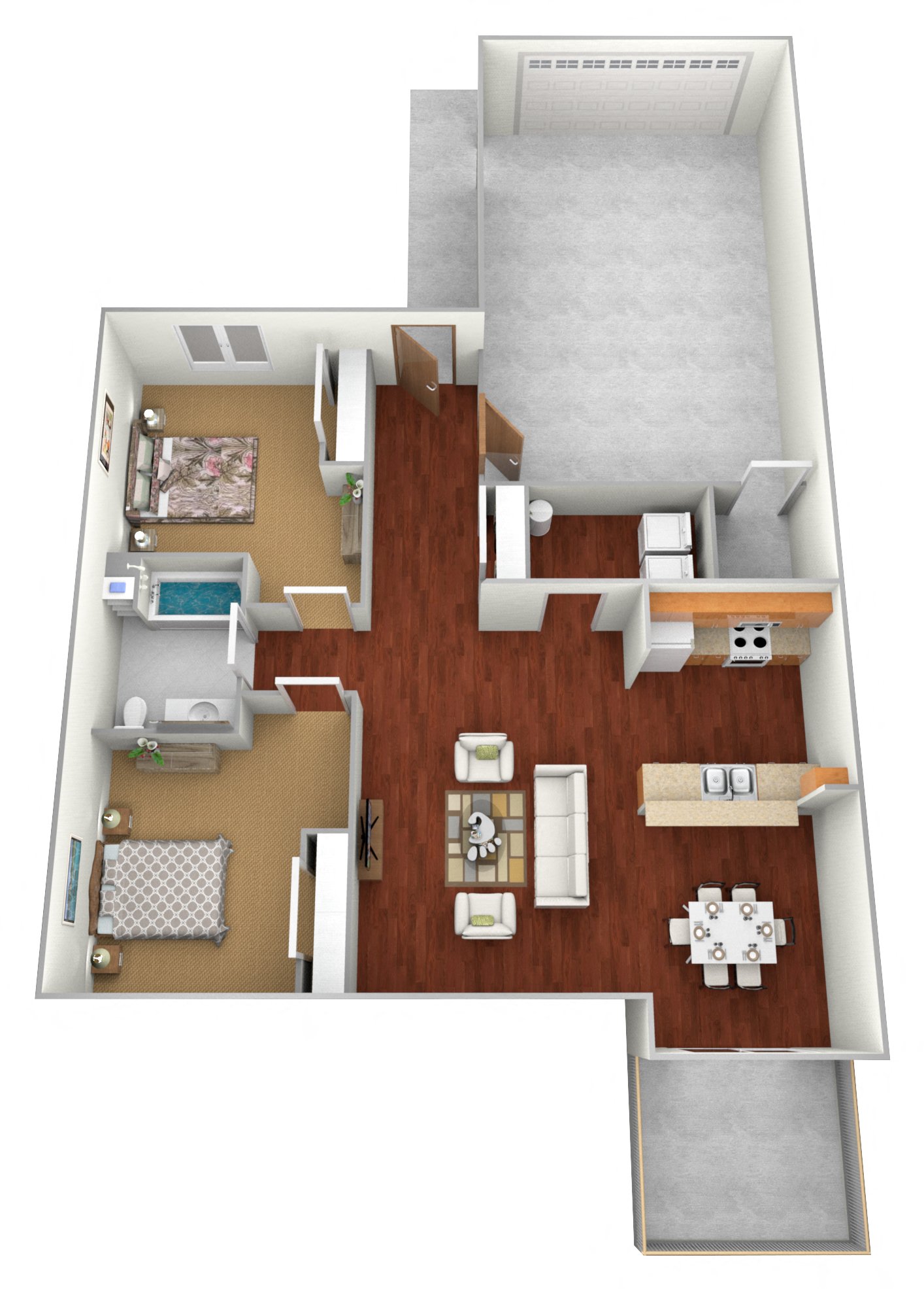 2 bed 1 bath Floor Plan at Cypress Court Apartments, Baxter, Minnesota