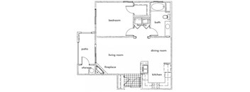 The Altair 1 Bed 1 Bath Floorplan at Sterling Village Apartments