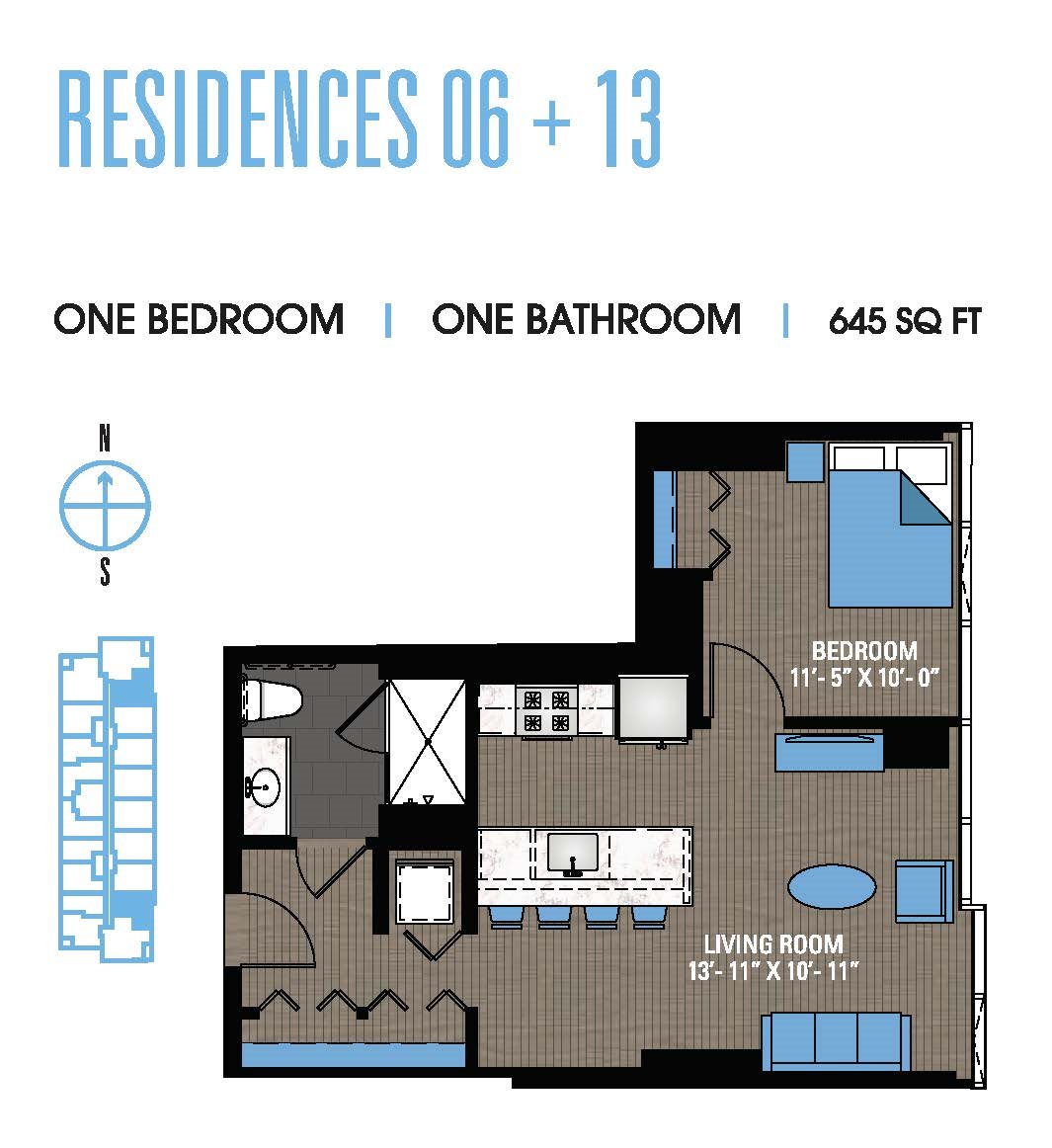 One Bedroom 06+13 Floor Plan 6