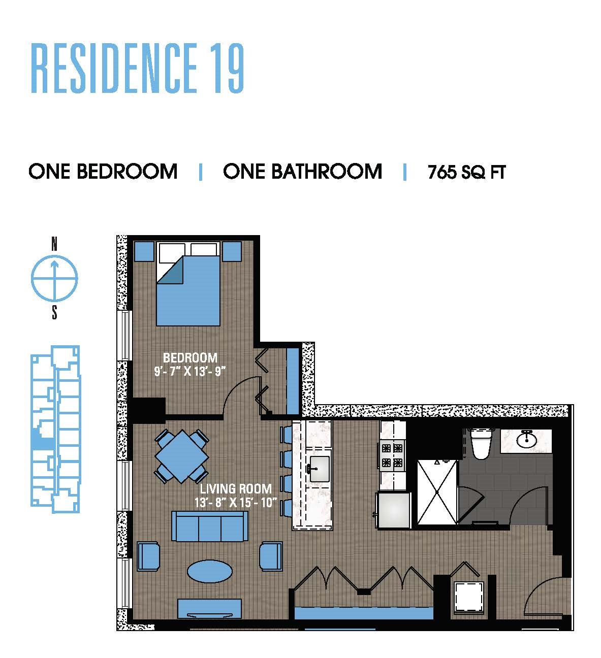 One Bedroom 19 Floor Plan 10