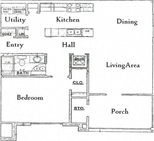 1 bed 1 bath Floor Plan 1