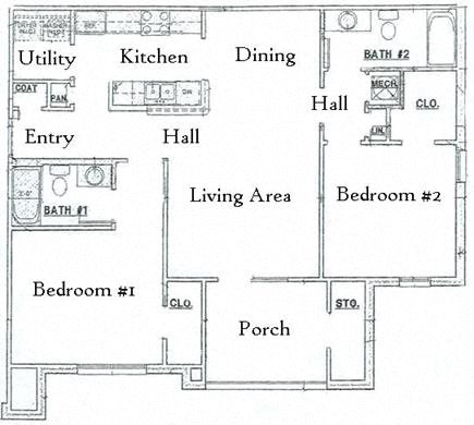 2 bed 2 bath Floor Plan 2