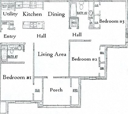 3 bed 2 bath Floor Plan 3