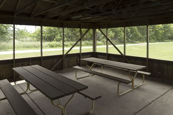 Large screened in building for outdoor parties