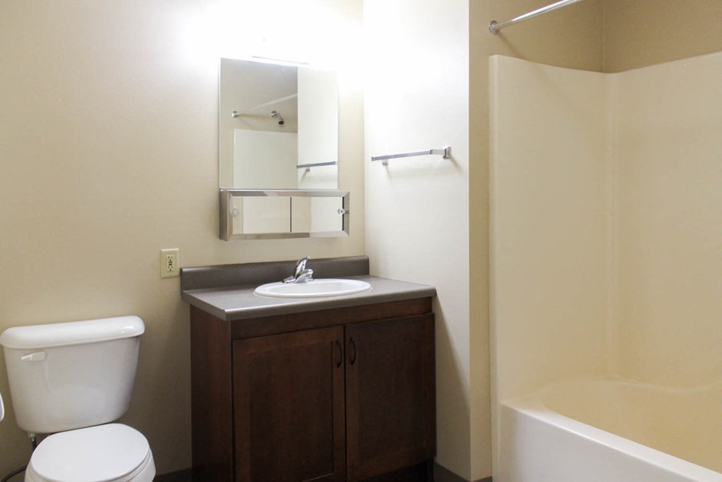 a bathroom with a sink toilet and a mirror