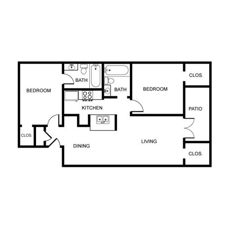 2 bed 2 bath floor plan B at Rock 35, Texas, 78681