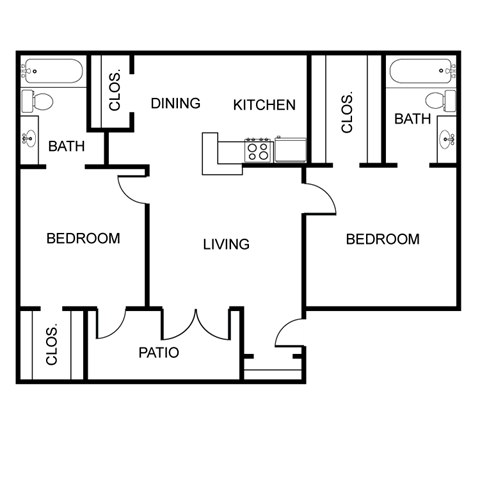 2 bed 2 bath floor plan D at Rock 35, Round Rock, 78681