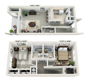Floorplan Photos Gallery 2BR Townhouse