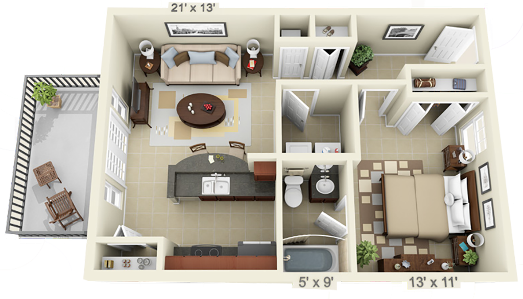 floorplan one BR large
