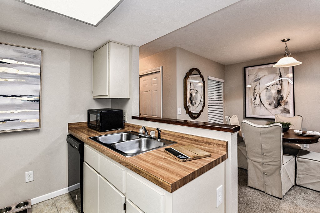 a kitchen with a sink and a counter top