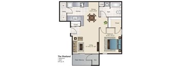 1 bed 1 bath floorplan A at Southgate Glen, Weatherford, TX