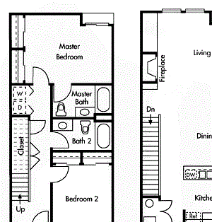 Two Story- Two Bedroom Two Bathroom Floor Plan Two Story- Two Bedroom Two Bathroom Floor Plan