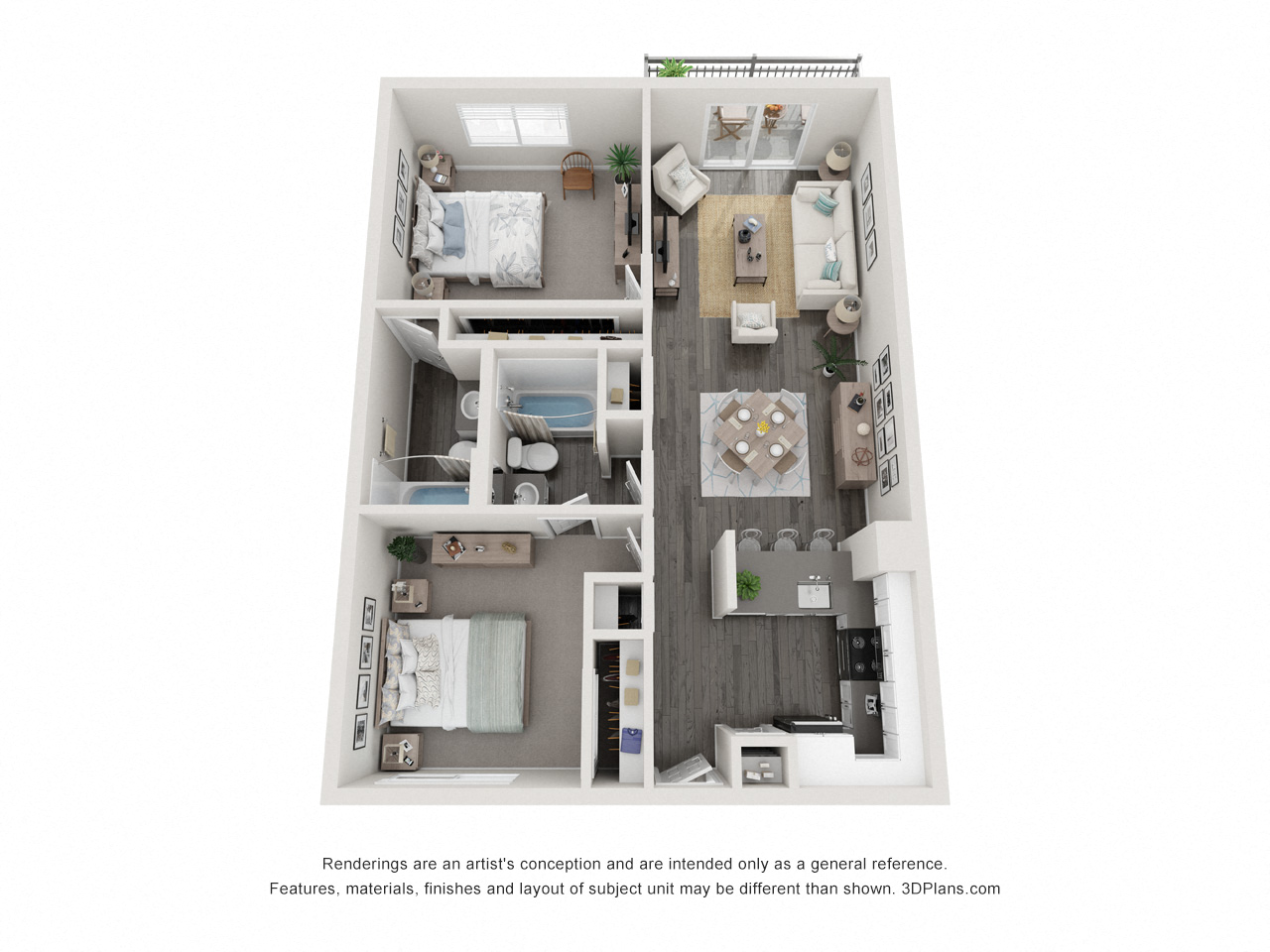 2BR, 2BA - Plan B