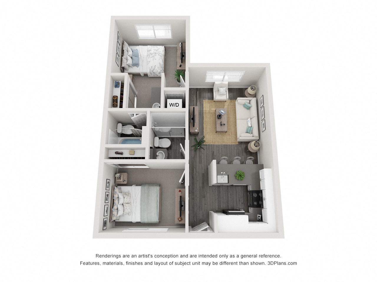 2 BR, 2 BA-Plan E