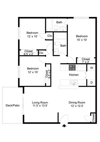 Wheatleigh Floorplan at Commons at Timber Creek Apartments, Portland