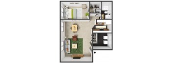 Aspen Floorplan at Commons at Timber Creek Apartments, Portland, 97229