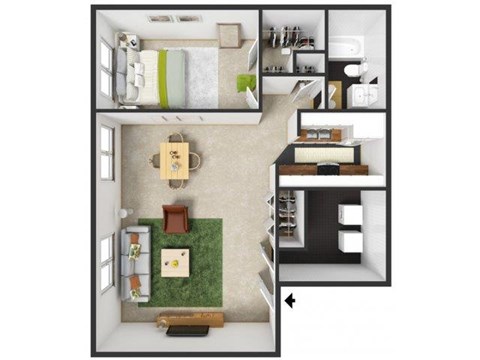 Aspen Floorplan at Commons at Timber Creek Apartments, Portland, 97229