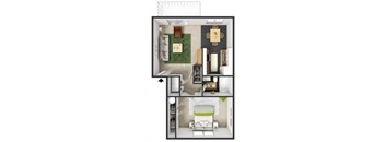 Carlton Floorplan at Commons at Timber Creek Apartments, Oregon, 97229