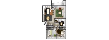 Lancaster Floorplan at Commons at Timber Creek Apartments, Portland, OR, 97229