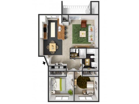 Lancaster Floorplan at Commons at Timber Creek Apartments, Portland, OR, 97229