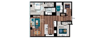 2 Bedrooms Z and 2 Bathrooms Floor Plans at 1919 Market St., Pennsylvania