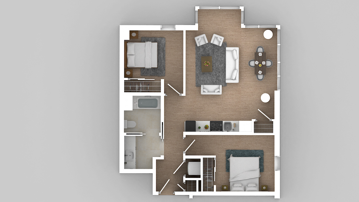 2 Bedroom 1 Bath Dimension