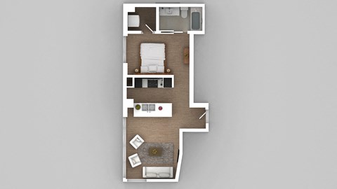 a floor plan of a small apartment with a bedroom and a living room