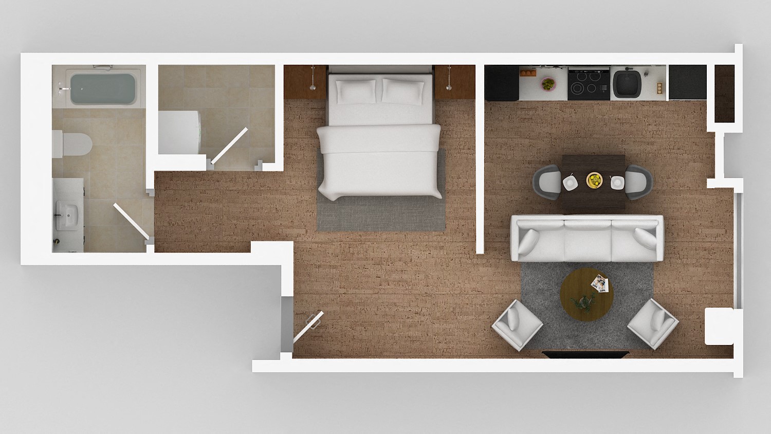 Open 1 Bedroom Dimension