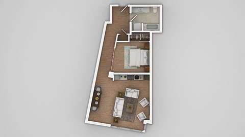 a floor plan of a house with a bedroom and a living room