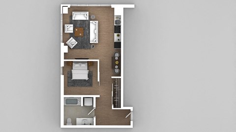 a floor plan of a room with a bedroom and a living room