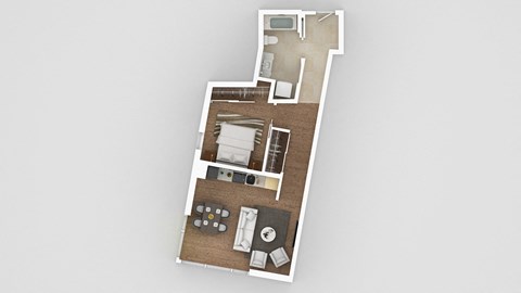a floor plan of a house with a bedroom and a living room