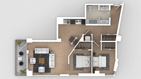 a floor plan of a house with a bedroom and a living room