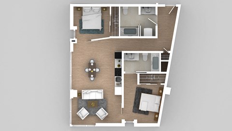 a floor plan of a house with a bedroom and a living room