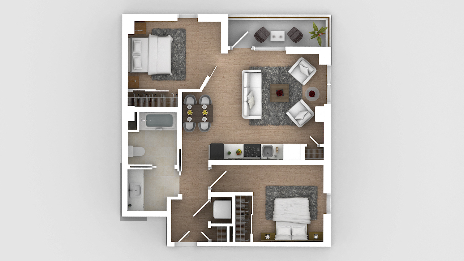 Urban 2 bedroom 1 Bath Dimension