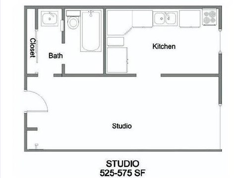 Studio A Floorplan at The Marquee, North Hollywood, 91605