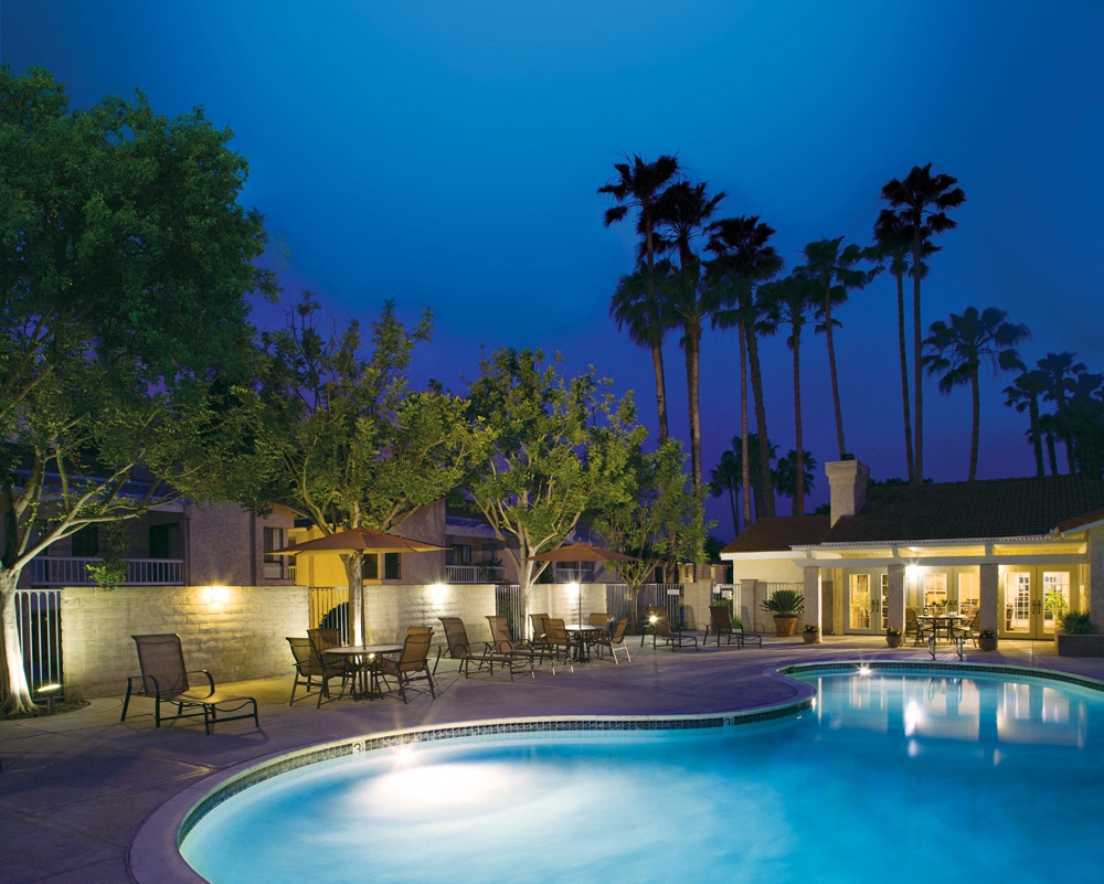 Well lit pool at La Serena, San Diego, CA