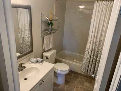a bathroom with a toilet and a tub and a sink