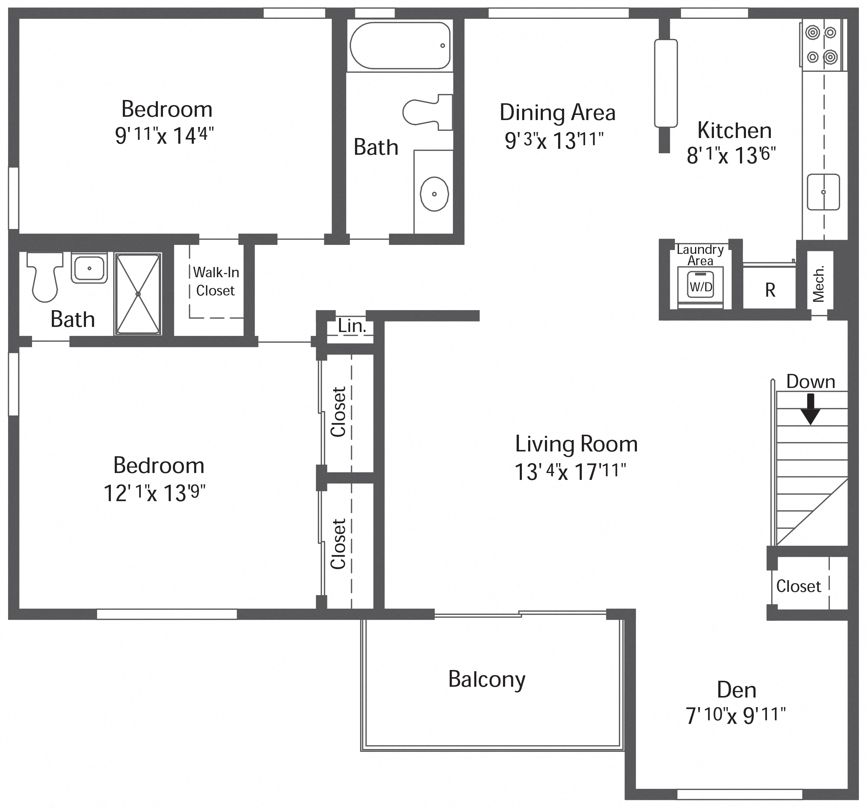 2BR 2BA (1120sf)