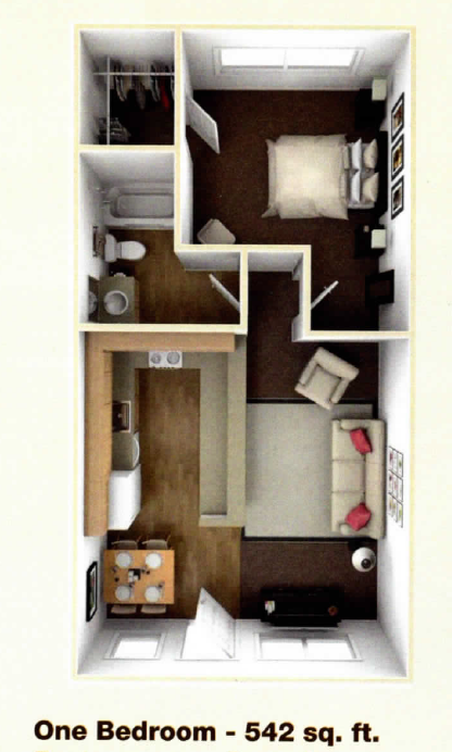 ONE BEDROOM Floor Plan at 215 Bayview Apartments, California, 94901