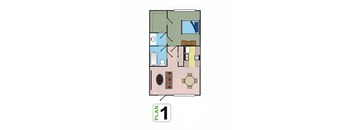 One bedroom floor plan l Autumn Oaks Apts in Suisun City, CA 