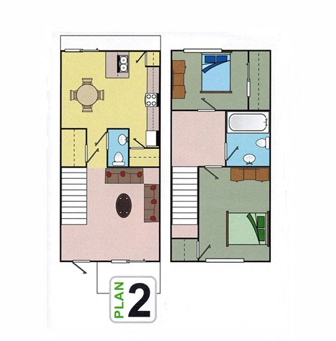 Two bedroom floor plan l Autumn Oaks Apts in Suisun City, CA 