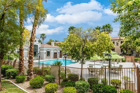Pool near landscape at THE CLUBS AT RHODES RANCH APARTMENT HOMES, Las Vegas