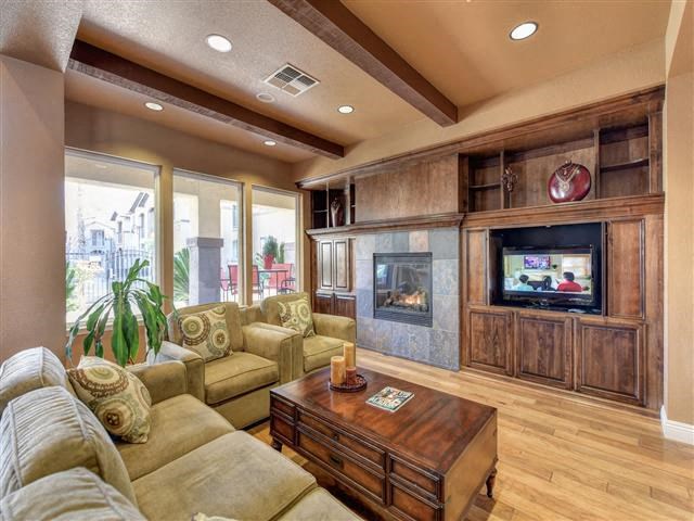 a living room with a couch and a television