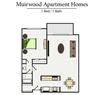 One bedroom floor plan l Muirwood Garden Apartments Martinez CA