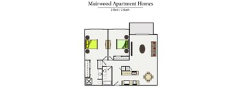 two bedroom floor plan l Muirwood Garden Apartments Martinez CA