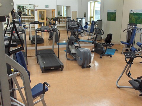 Fitness center with weight lifting machines, treadmills, and indoor bikes